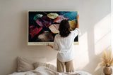 Paul Sinus Wandbild 120x80cm Herbst Blaetter auf Wasser fotografische Naturkunst warme Rot Gelb Gruen Toene ruhige Stimmung stilvolle Wanddekoration fuer Wohnzimmer Büro