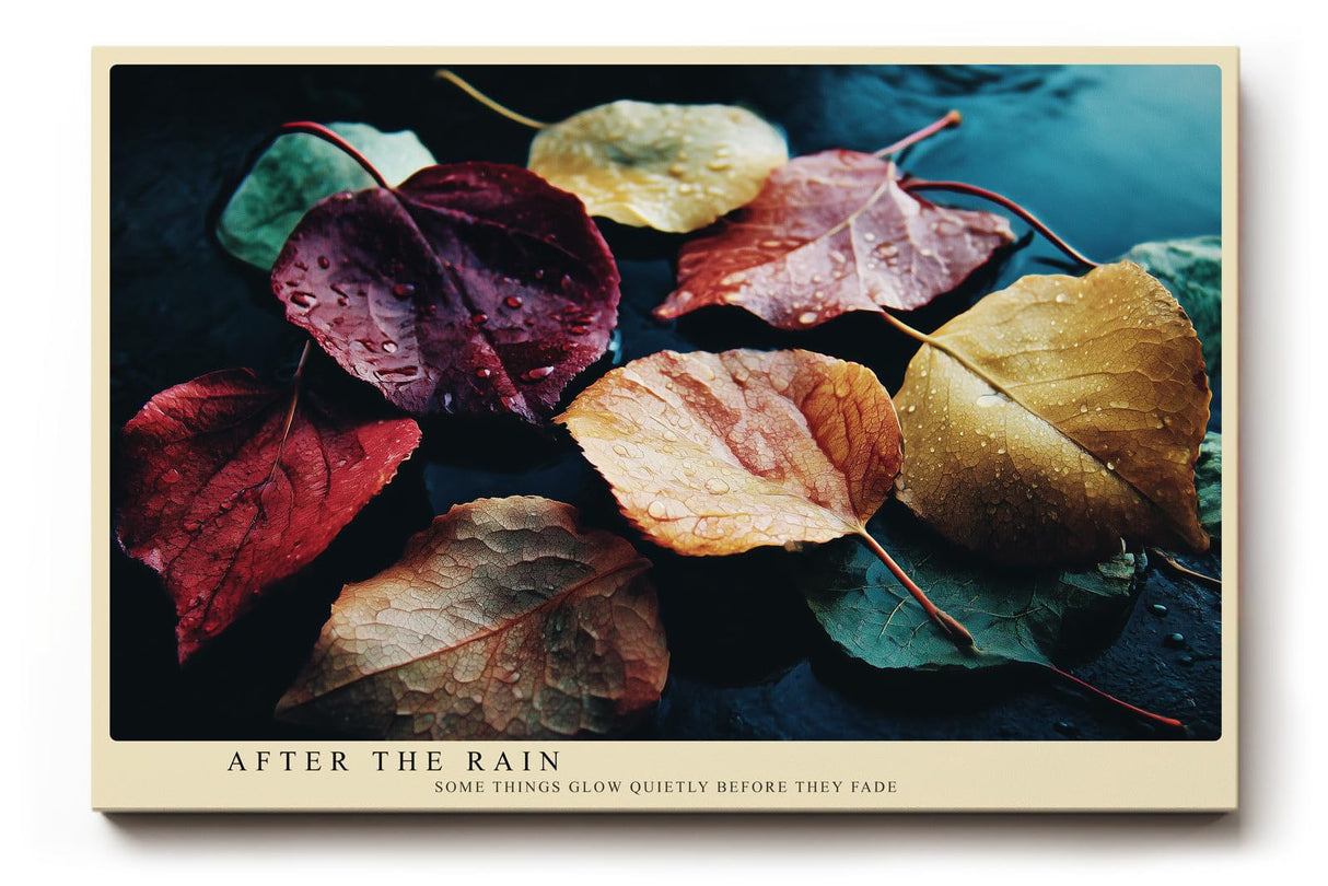 Paul Sinus Wandbild 120x80cm Herbst Blaetter auf Wasser fotografische Naturkunst warme Rot Gelb Gruen Toene ruhige Stimmung stilvolle Wanddekoration fuer Wohnzimmer Büro