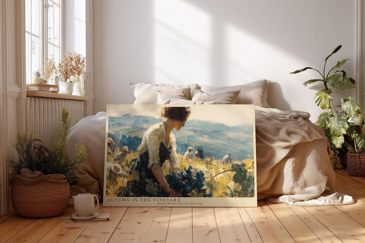 Paul Sinus Wandbild 120x80cm Herbst im Weinberg – Impressionistische Landschaft mit Weinlese Szene für stilvolle Wohnräume