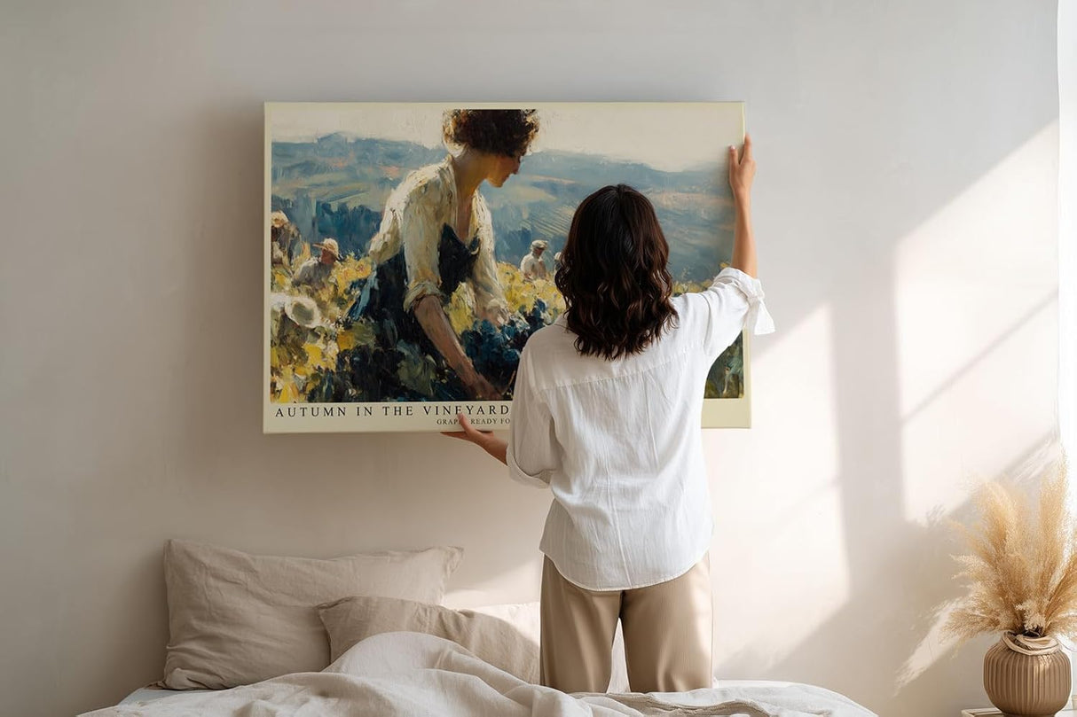 Paul Sinus Wandbild 120x80cm Herbst im Weinberg – Impressionistische Landschaft mit Weinlese Szene für stilvolle Wohnräume