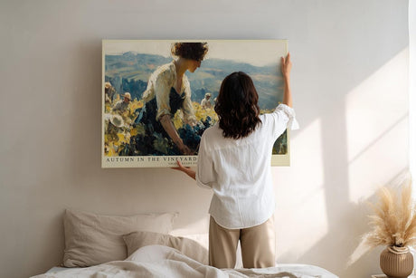 Paul Sinus Wandbild 120x80cm Herbst im Weinberg – Impressionistische Landschaft mit Weinlese Szene für stilvolle Wohnräume