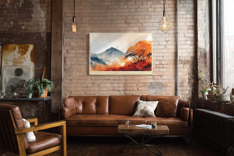 Paul Sinus Wandbild 120x80cm Herbst Landschaft Berge Natur Kunstmotiv Warme Herbstfarben mit Baumlandschaft und Bergpanorama