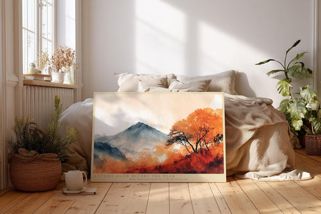 Paul Sinus Wandbild 120x80cm Herbst Landschaft Berge Natur Kunstmotiv Warme Herbstfarben mit Baumlandschaft und Bergpanorama