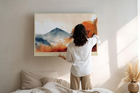 Paul Sinus Wandbild 120x80cm Herbst Landschaft Berge Natur Kunstmotiv Warme Herbstfarben mit Baumlandschaft und Bergpanorama
