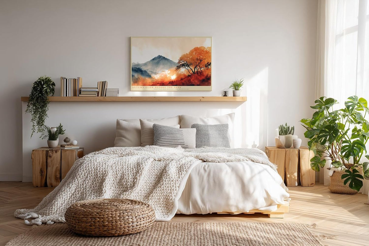 Paul Sinus Wandbild 120x80cm Herbst Landschaft Berge Natur Kunstmotiv Warme Herbstfarben mit Baumlandschaft und Bergpanorama