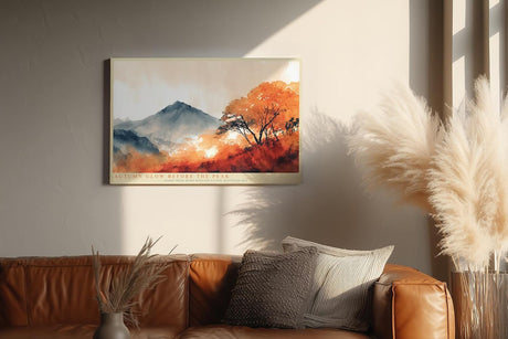 Paul Sinus Wandbild 120x80cm Herbst Landschaft Berge Natur Kunstmotiv Warme Herbstfarben mit Baumlandschaft und Bergpanorama