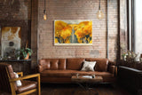 Paul Sinus Wandbild 120x80cm Herbstallee Landschaft Malerei goldene Baeume moderne Naturkunst Wanddekoration fuer Wohnzimmer Büro