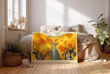 Paul Sinus Wandbild 120x80cm Herbstallee Landschaft Malerei goldene Baeume moderne Naturkunst Wanddekoration fuer Wohnzimmer Büro