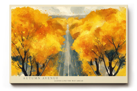 Paul Sinus Wandbild 120x80cm Herbstallee Landschaft Malerei goldene Baeume moderne Naturkunst Wanddekoration fuer Wohnzimmer Büro