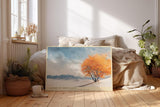 Paul Sinus Wandbild 120x80cm Herbstbaum Landschaft moderne Natur Kunst orange Baum Kunstdruck ruhige Berglandschaft