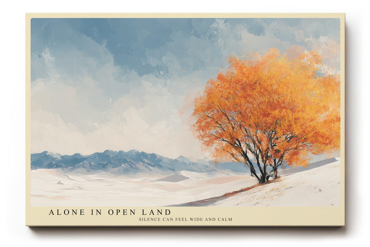 Paul Sinus Wandbild 120x80cm Herbstbaum Landschaft moderne Natur Kunst orange Baum Kunstdruck ruhige Berglandschaft