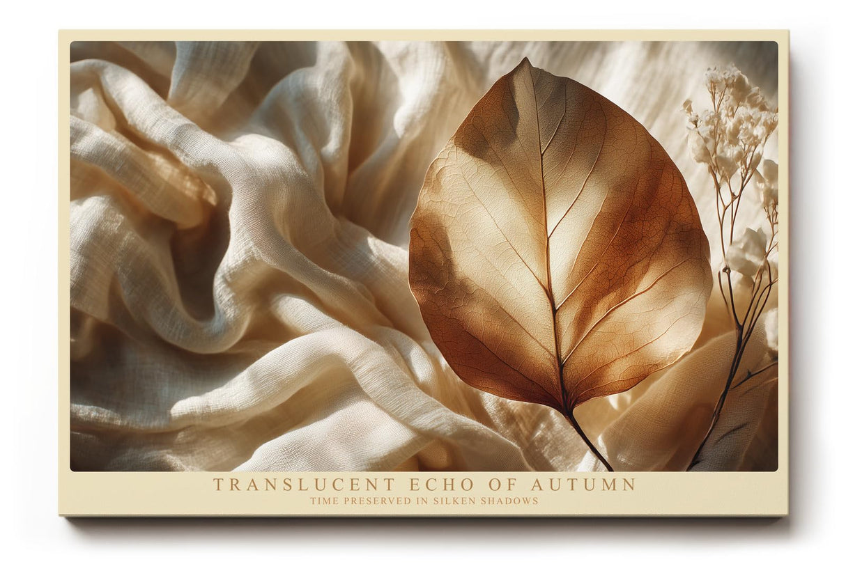 Paul Sinus Wandbild 120x80cm Herbstblatt Stillleben Natur Kunstmotiv Elegante Makro Darstellung eines Blattes auf Stoff