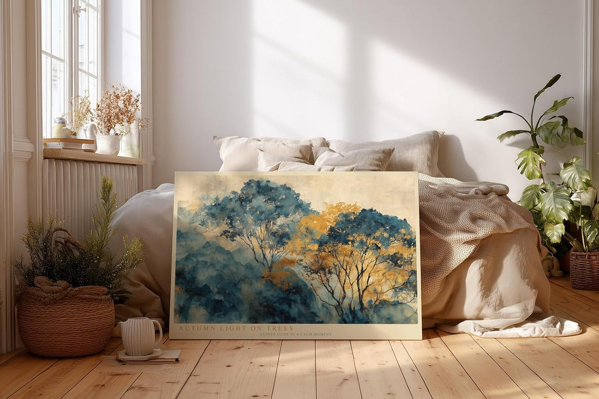 Paul Sinus Wandbild 120x80cm Herbstliche Bäume im sanften Licht – Künstlerische Landschaft mit ruhiger Naturstimmung für stilvolle Wohnräume