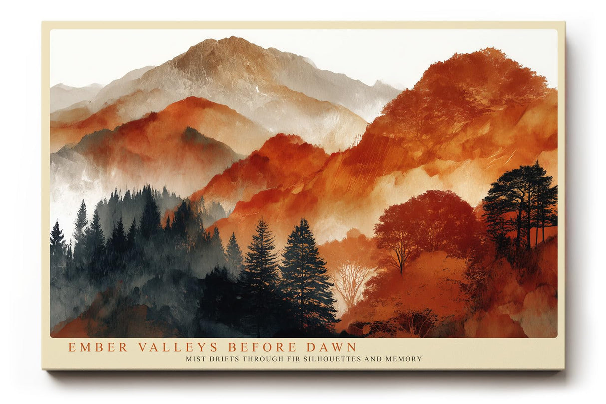 Paul Sinus Wandbild 120x80cm Herbstliche Berglandschaft Abstrakte Naturkunst in warmen Rot und Orangetoenen fuer Wohnzimmer Büro und Flur
