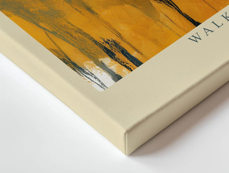 Paul Sinus Wandbild 120x80cm Herbstwald Illustration modern gold orange Landschaft Kunst Kunstdruck grosses Natur Kunstbild warme Wanddekoration fuer Wohnzimmer Büro