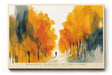 Paul Sinus Wandbild 120x80cm Herbstwald Illustration modern gold orange Landschaft Kunst Kunstdruck grosses Natur Kunstbild warme Wanddekoration fuer Wohnzimmer Büro