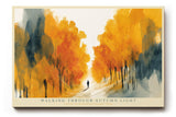 Paul Sinus Wandbild 120x80cm Herbstwald Illustration modern gold orange Landschaft Kunst Kunstdruck grosses Natur Kunstbild warme Wanddekoration fuer Wohnzimmer Büro