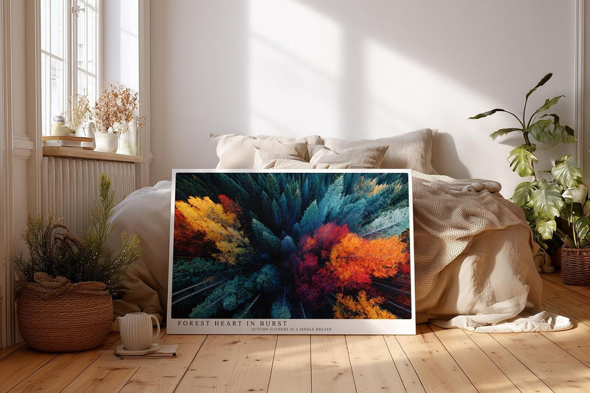 Paul Sinus Wandbild 120x80cm Herbstwald Luftaufnahme Natur Landschaft Kunstmotiv Bunte Baumkronen von oben