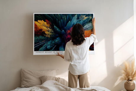 Paul Sinus Wandbild 120x80cm Herbstwald Luftaufnahme Natur Landschaft Kunstmotiv Bunte Baumkronen von oben