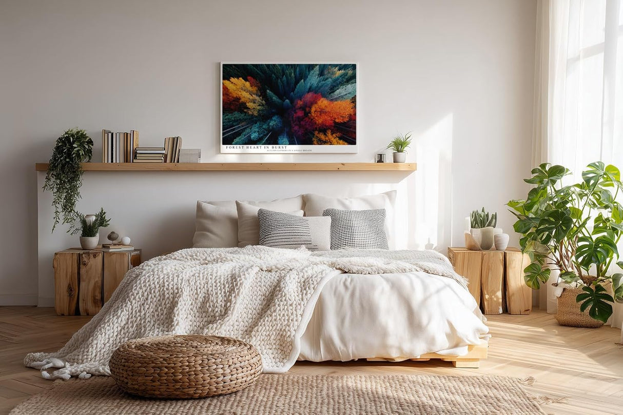 Paul Sinus Wandbild 120x80cm Herbstwald Luftaufnahme Natur Landschaft Kunstmotiv Bunte Baumkronen von oben
