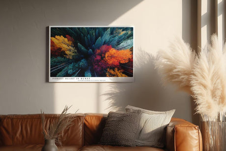Paul Sinus Wandbild 120x80cm Herbstwald Luftaufnahme Natur Landschaft Kunstmotiv Bunte Baumkronen von oben