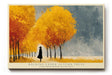 Paul Sinus Wandbild 120x80cm Herbstwald Spaziergang modern gelb orange Landschaft Kunst Kunstdruck grosses Natur Kunstbild warme Wanddekoration fuer Wohnzimmer Flur Büro