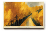 Paul Sinus Wandbild 120x80cm Herbstweg Landschaft Malerei goldene Baeume warme Naturfarben moderne Wanddekoration fuer Wohnzimmer Büro
