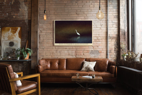 Paul Sinus Wandbild Heron Silhouette in Quiet Reflection A Single Bird Waits in Silent Calm