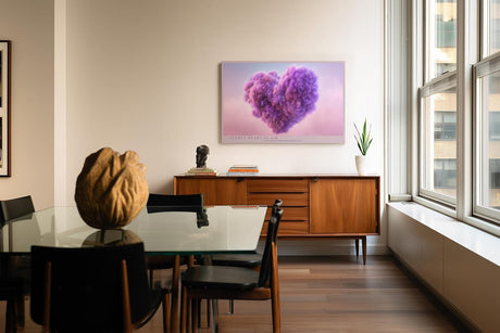 Paul Sinus Wandbild 120x80cm Herzform Wolke rosa lila moderne abstrakte Liebe Kunst Kunstdruck stilvolle Wanddekoration fuer Schlafzimmer Wohnzimmer Geschenk Idee