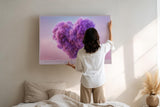 Paul Sinus Wandbild 120x80cm Herzform Wolke rosa lila moderne abstrakte Liebe Kunst Kunstdruck stilvolle Wanddekoration fuer Schlafzimmer Wohnzimmer Geschenk Idee