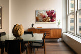 Paul Sinus Wandbild 120x80cm Hibiskus Blumen Stillleben Fotokunst rot creme natur Kunstdruck elegantes Blumenmotiv moderne Wanddekoration für Wohnzimmer