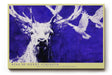 Paul Sinus Wandbild 120x80cm Hirsch Blau Weiss Tier Kunst Moderne Illustration Kraftvolles Naturmotiv mit Hirsch und fliegenden Voegeln