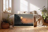 Paul Sinus Wandbild 120x80cm Hirsch Silhouette Mond Landschaft mystische Naturfotografie Abendstimmung stilvolle Wanddekoration fuer Wohnzimmer Büro
