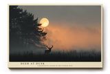 Paul Sinus Wandbild 120x80cm Hirsch Silhouette Mond Landschaft mystische Naturfotografie Abendstimmung stilvolle Wanddekoration fuer Wohnzimmer Büro