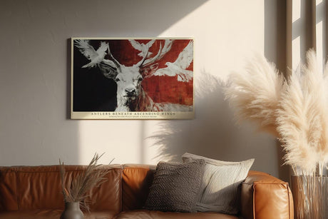 Paul Sinus Wandbild 120x80cm Hirsch Tauben abstrakte Tierkunst moderne Natur Illustration Wanddekoration Wohnzimmer Büro