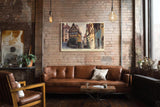 Paul Sinus Wandbild 120x80cm Historische Altstadt Gasse Malerei LeinWandbild 120x80cm Europäische Stadt Architektur Wanddekoration