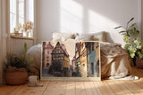 Paul Sinus Wandbild 120x80cm Historische Altstadt Gasse Malerei LeinWandbild 120x80cm Europäische Stadt Architektur Wanddekoration