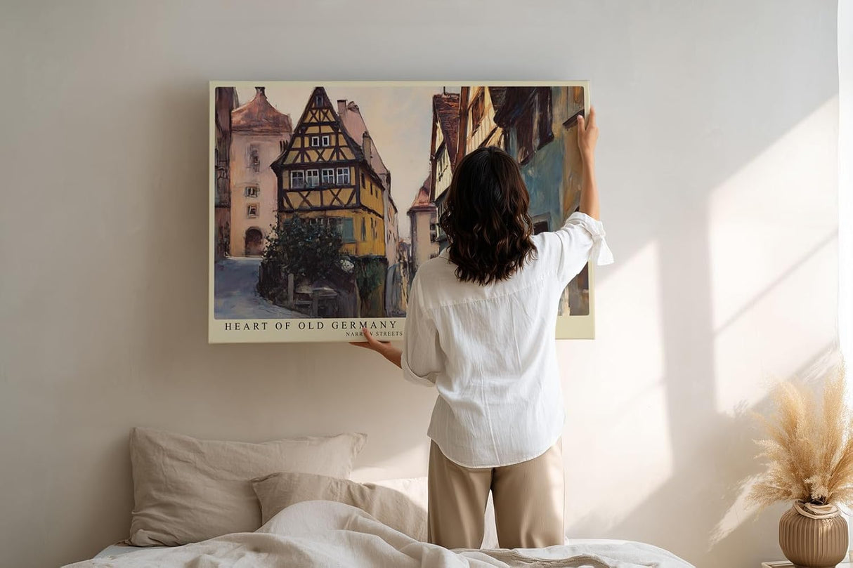 Paul Sinus Wandbild 120x80cm Historische Altstadt Gasse Malerei LeinWandbild 120x80cm Europäische Stadt Architektur Wanddekoration