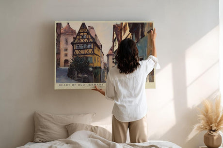 Paul Sinus Wandbild 120x80cm Historische Altstadt Gasse Malerei LeinWandbild 120x80cm Europäische Stadt Architektur Wanddekoration