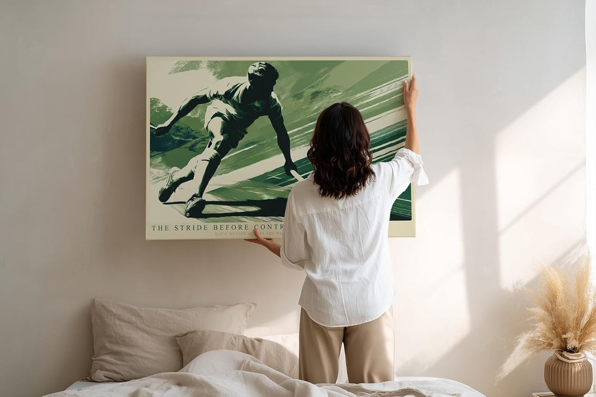 Paul Sinus Wandbild 120x80cm Hockeyspieler in Bewegung dynamische Sportkunst mit moderner Illustration