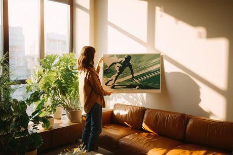Paul Sinus Wandbild 120x80cm Hockeyspieler in Bewegung dynamische Sportkunst mit moderner Illustration