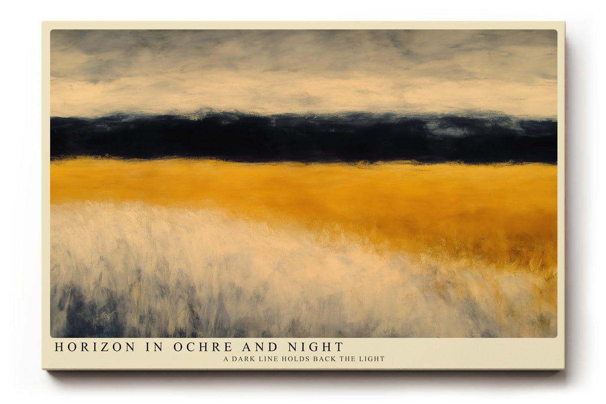 Paul Sinus Wandbild 120x80cm Horizon in Ochre and Night abstrakte Landschaft in Ocker und Schwarz modernes Poster für Wohnzimmer Büro