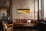 Paul Sinus Wandbild 120x80cm Horizon in Ochre and Night abstrakte Landschaft in Ocker und Schwarz modernes Poster für Wohnzimmer Büro