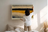 Paul Sinus Wandbild 120x80cm Horizon in Ochre and Night abstrakte Landschaft in Ocker und Schwarz modernes Poster für Wohnzimmer Büro