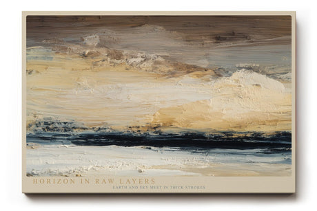 Paul Sinus Wandbild 120x80cm Horizon in Raw Layers abstrakte Landschaft in Beige und Naturtönen moderne Kunst Malerei Poster für Wohnzimmer Büro