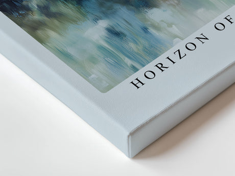 Paul Sinus Wandbild Horizon of Silent Dreams – Abstrakte Landschaft in Blau- und Beigetönen, Symbol für Ruhe, Tiefe und Leichtigkeit