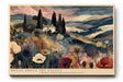 Paul Sinus Wandbild 120x80cm House Above the Valley mediterrane Landschaft mit Zypressen und Blumen moderne Natur Kunst Poster für Wohnzimmer Schlafzimmer