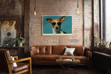 Paul Sinus Wandbild 120x80cm Hund mit Sonnenbrille modernes Tierportraet lustige Tierkunst stilvolle Wanddekoration fuer Wohnzimmer Büro