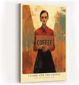 Paul Sinus Wandbild in 40x60cm I Came for the Coffee – minimalistisches Porträt mit Kaffeebecher in kräftigen Farbtönen