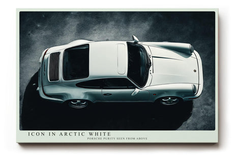 Paul Sinus Wandbild 120x80cm Icon in Arctic White klassischer Sportwagen von oben moderne Auto Kunst Poster für Wohnzimmer Büro